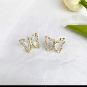 Clear butterfly earrings for women